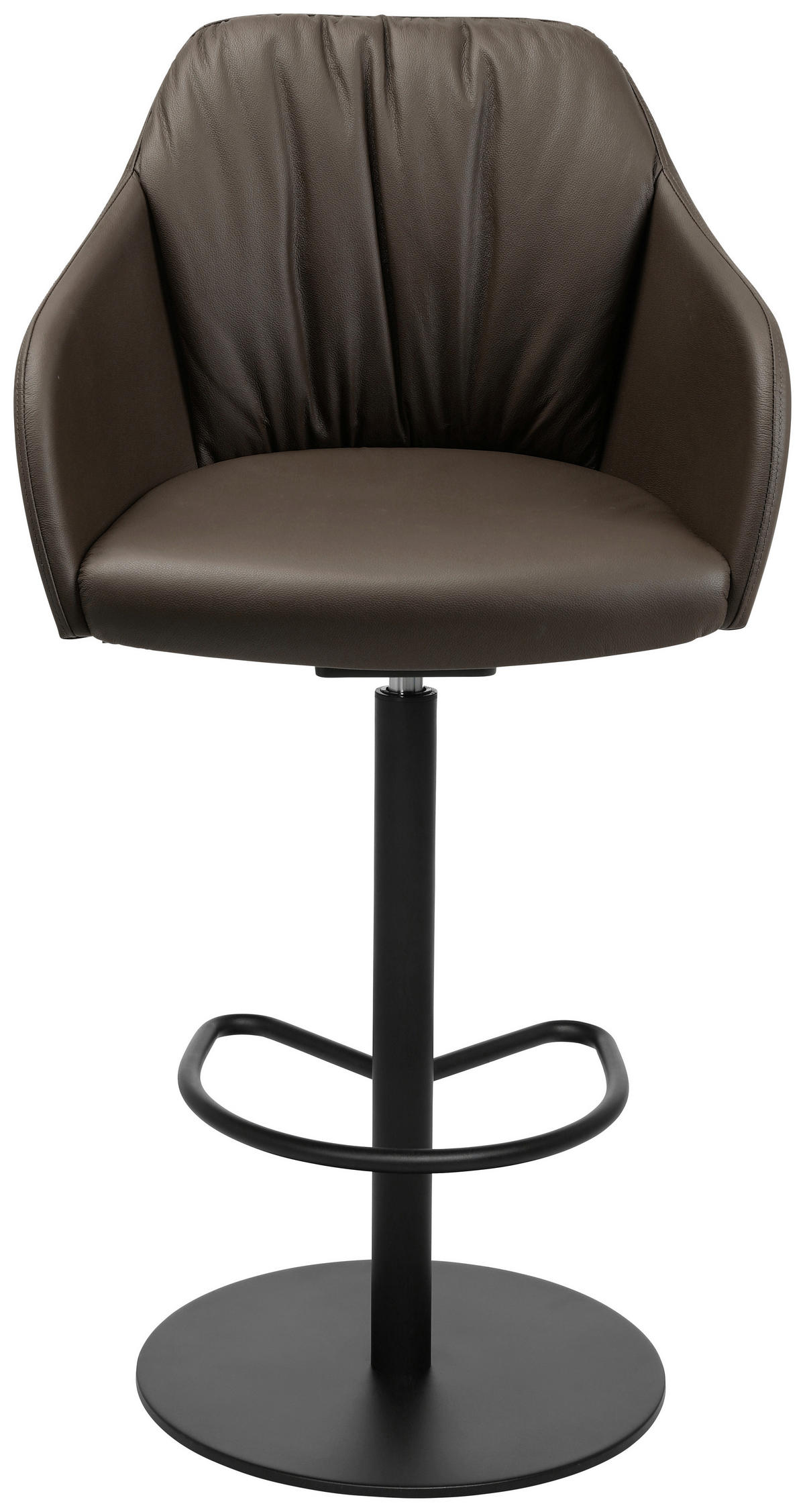BARHOCKER in Metall, Leder Braun  - Schwarz/Braun, Design, Leder/Metall (59/109,5-120/42cm) - Johann Jakob