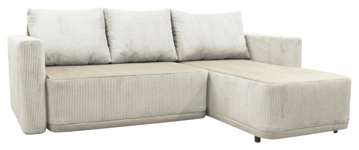 ECKSOFA STELLA in Plüsch Beige  234/166 cm  - Beige/Schwarz, Design, Kunststoff/Textil (234/166cm) - MID.YOU