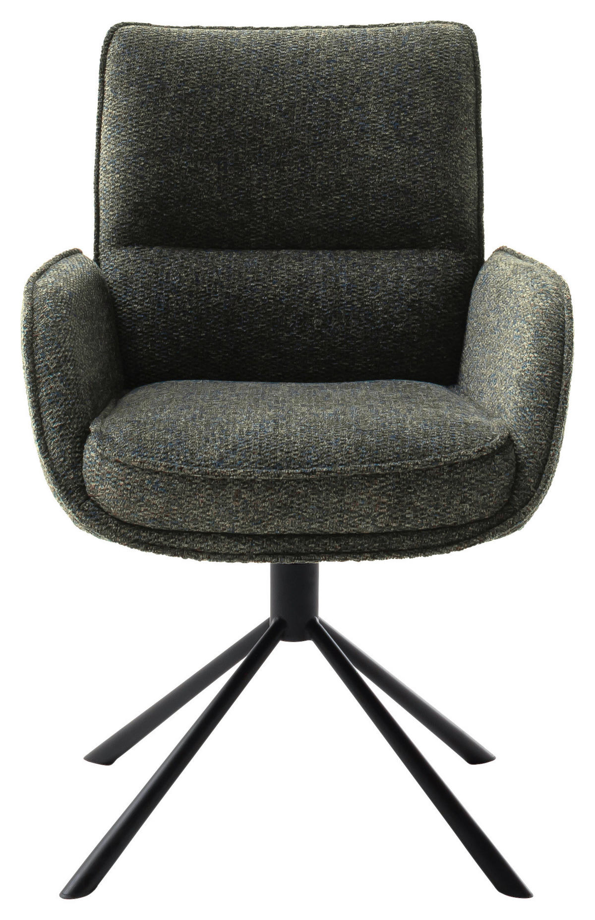 ARMLEHNSTUHL  Sitzfläche 360° drehbar, automatische Rückholfunktion Webstoff  Schwarz, Olivgrün  - Schwarz/Olivgrün, Design, Textil/Metall (62/92/65cm) - Novel