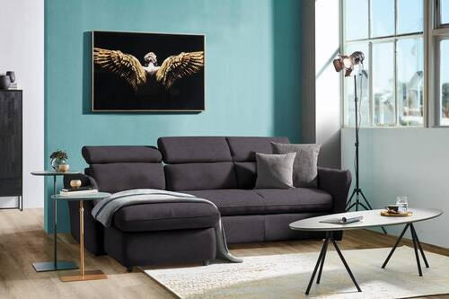 ECKSOFA in Mikrofaser Anthrazit  172/240 cm  - Anthrazit/Schwarz, Design, Kunststoff/Textil (172/240cm) - Stylife