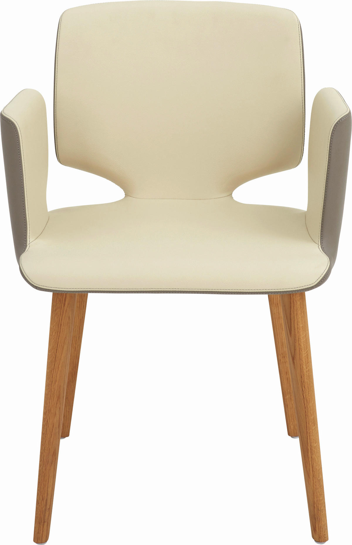 ARMLEHNSTUHL  in Echtleder naturbelassen  - Taupe/Eichefarben, Design, Leder/Holz (57,5/81/56cm) - TEAM 7