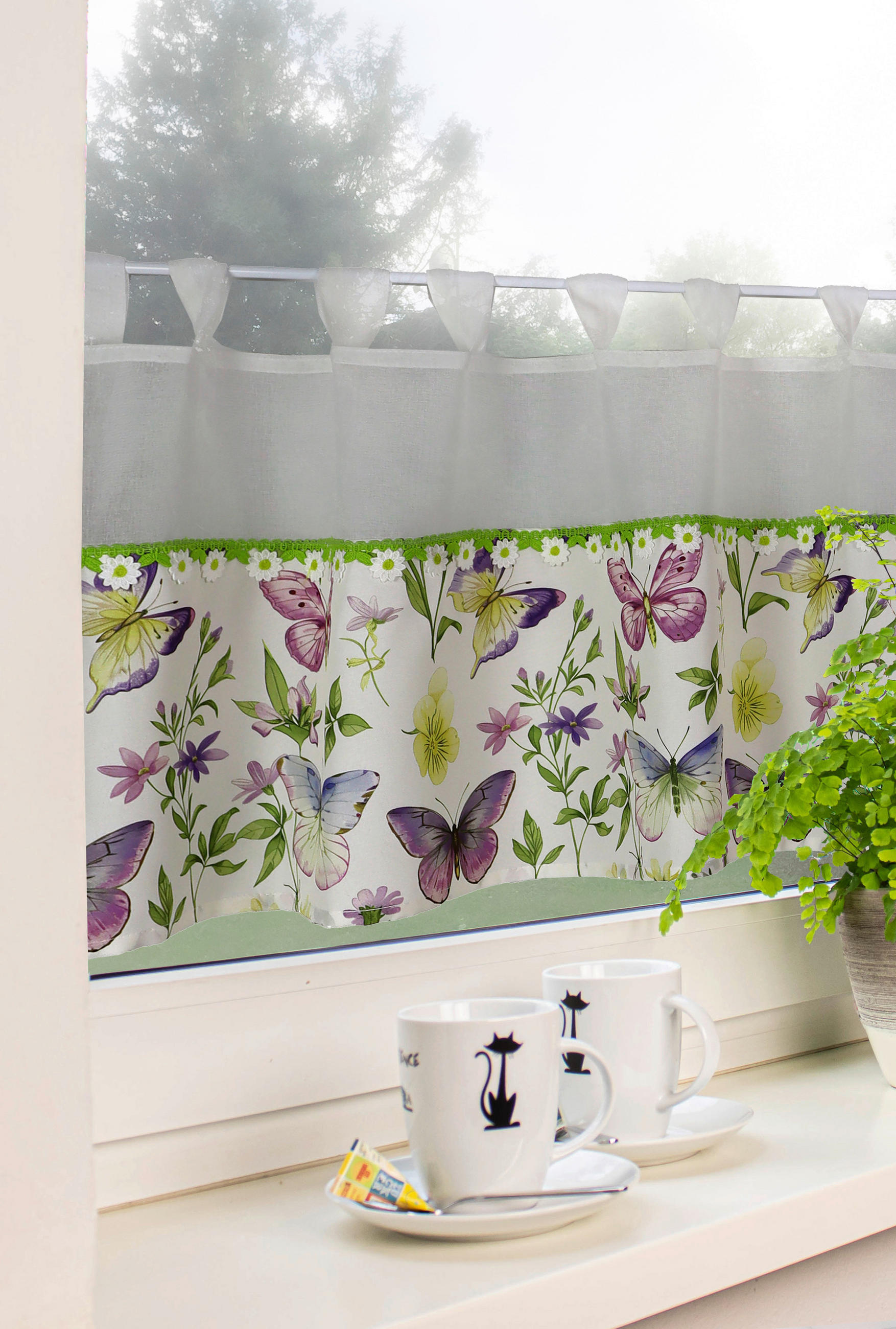 KURZGARDINE   140/48 cm   - Multicolor, Natur, Textil (140/48cm)