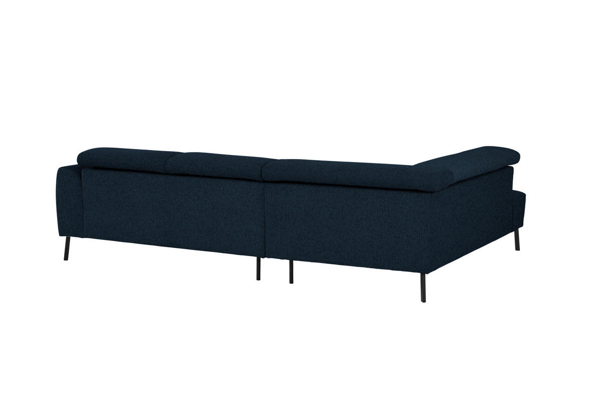 ECKSOFA in Chenille Dunkelblau  205/280 cm  - Schwarz/Dunkelblau, Design, Textil/Metall (205/280cm) - Xora