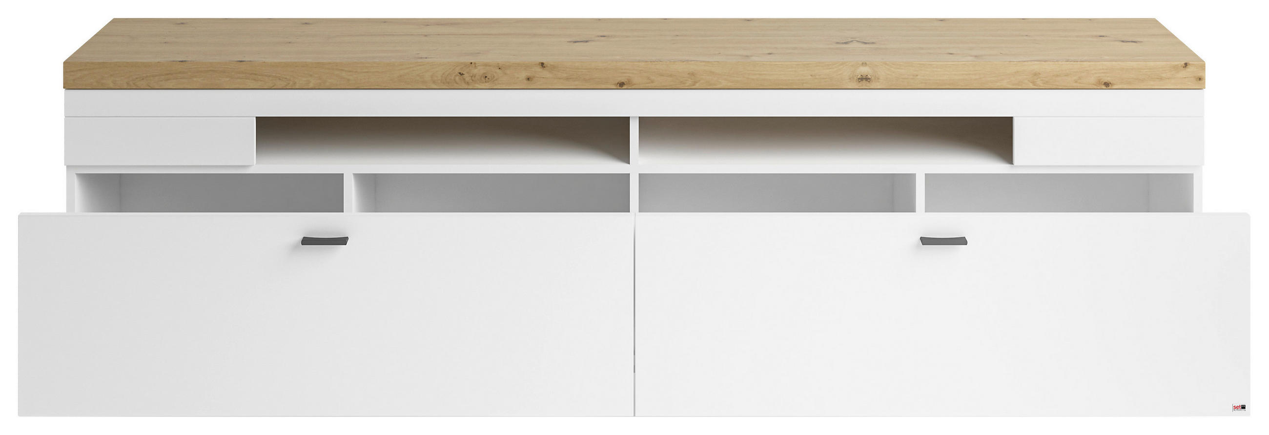 Thumbnail - SetOne by Musterring Lowboard, Weiß, Eiche Artisan, Metall, 2 Schublade(n) Schubladen, 210x58.7x43.8 cm, Typenauswahl, B...