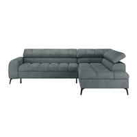 ECKSOFA Grau  - Schwarz/Grau, Trend, Kunststoff/Textil (261/203cm) - Livetastic