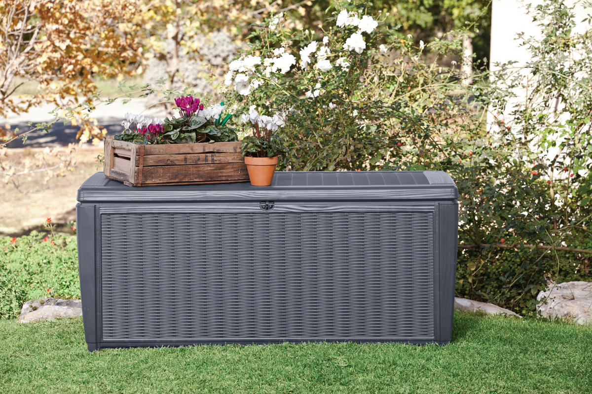 KISSENBOX 145/64/73 cm  - Anthrazit, MODERN, Kunststoff (145/64/73cm) - Gardenson