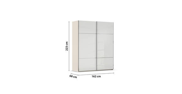 SCHWEBETÜRENSCHRANK 162/223/68 cm 2-türig Weiß, Champagner - Chromfarben/Champagner, KONVENTIONELL, Glas/Holzwerkstoff (162/223/68cm) - Novel