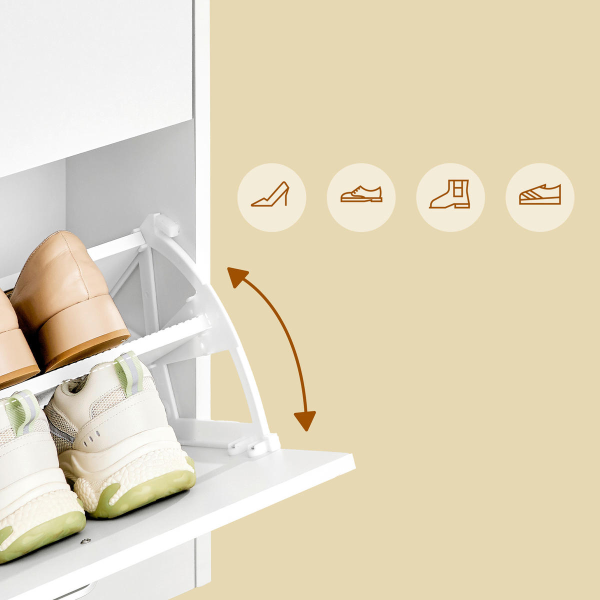 SCHUHKIPPER  in 105,5/82,7/24 cm  - Silberfarben/Weiß, Trend, Holzwerkstoff/Metall (105,5/82,7/24cm) - Boxxx