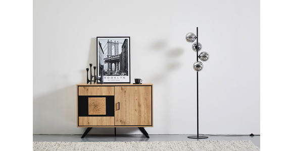 KOMMODE  in 110/78/40 cm  - Eichefarben/Schwarz, LIFESTYLE, Holzwerkstoff/Metall (110/78/40cm) - Xora