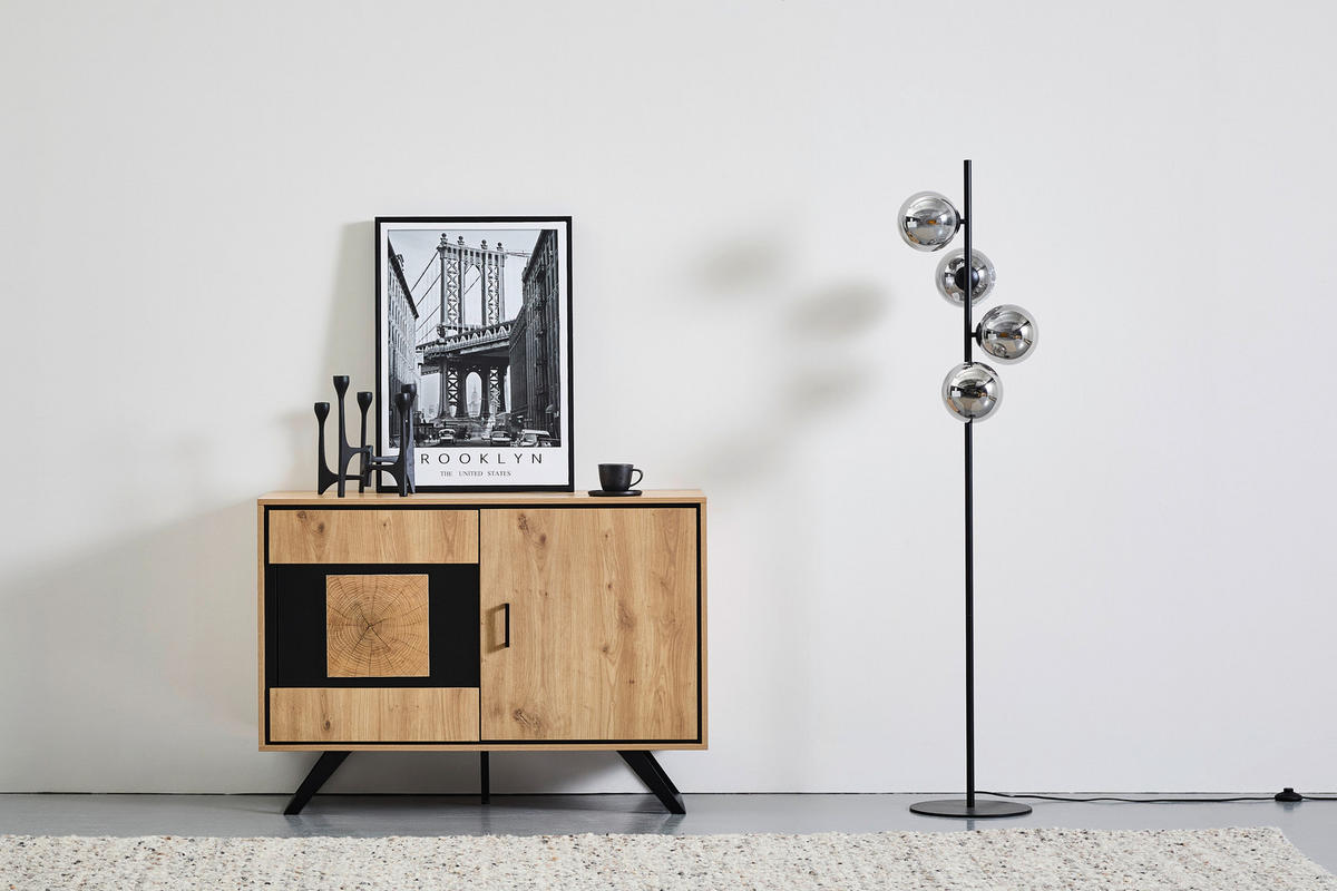 KOMMODE  in 110/78/40 cm  - Eichefarben/Schwarz, LIFESTYLE, Holzwerkstoff/Metall (110/78/40cm) - Xora