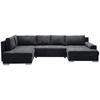 WOHNLANDSCHAFT Schwarz Velours  - Chromfarben/Schwarz, KONVENTIONELL, Kunststoff/Textil (198/363/170cm) - Hom`in
