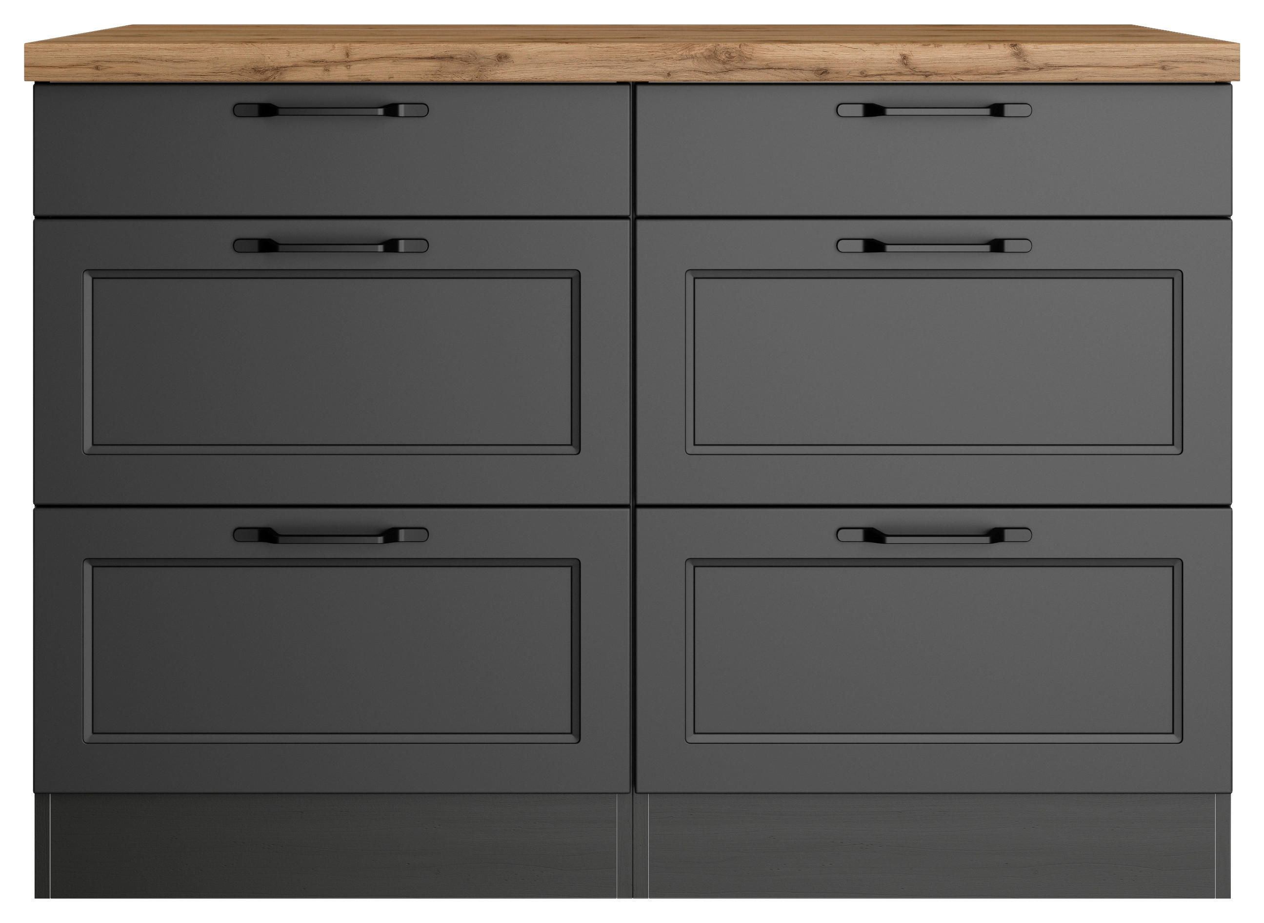 KÜCHENUNTERSCHRANK 120/86/60 cm  in Grau, Eiche Wotan  - Eiche Wotan/Schwarz, LIFESTYLE, Holzwerkstoff/Metall (120/86/60cm) - Held