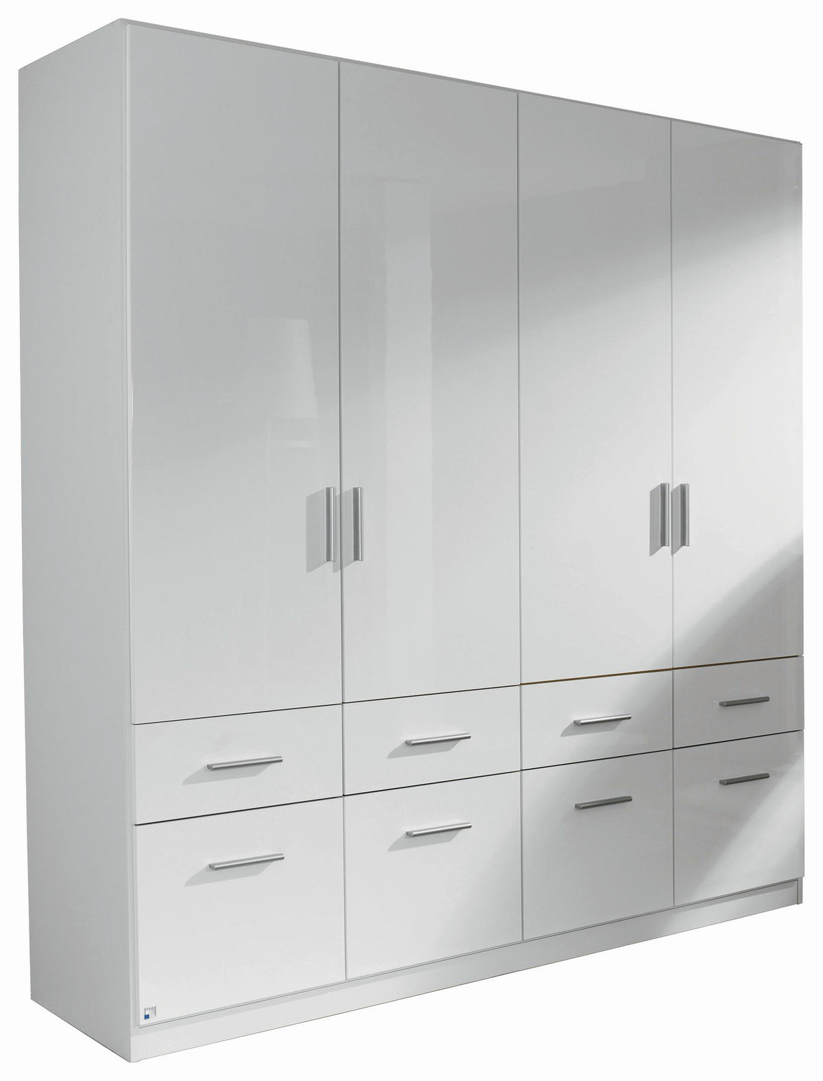 DREHTÜRENSCHRANK 181/197/54 cm 4-türig  - Weiß Hochglanz/Alufarben, Design, Holzwerkstoff/Kunststoff (181/197/54cm) - Carryhome