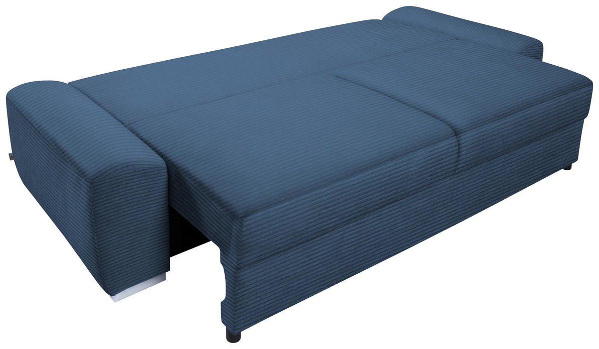 SCHLAFSOFA Cord Blau, Dunkelblau  - Chromfarben/Blau, Design, Kunststoff/Textil (258/100/148cm) - Stylife