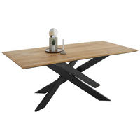 ESSTISCH Eiche massiv rechteckig Eichefarben  - Eichefarben/Schwarz, Natur, Holz/Metall (200/100/75cm) - SetOne by Musterring
