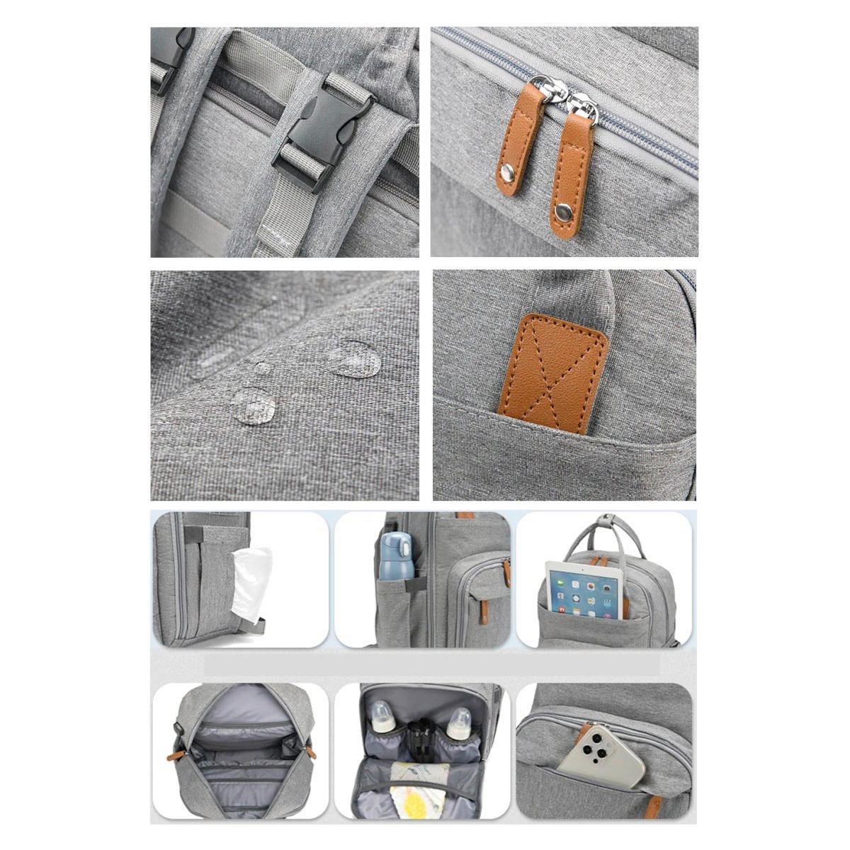 WICKELRUCKSACK Stella Bag Deluxe  - Hellgrau, Basics, Textil (30/40/21cm)