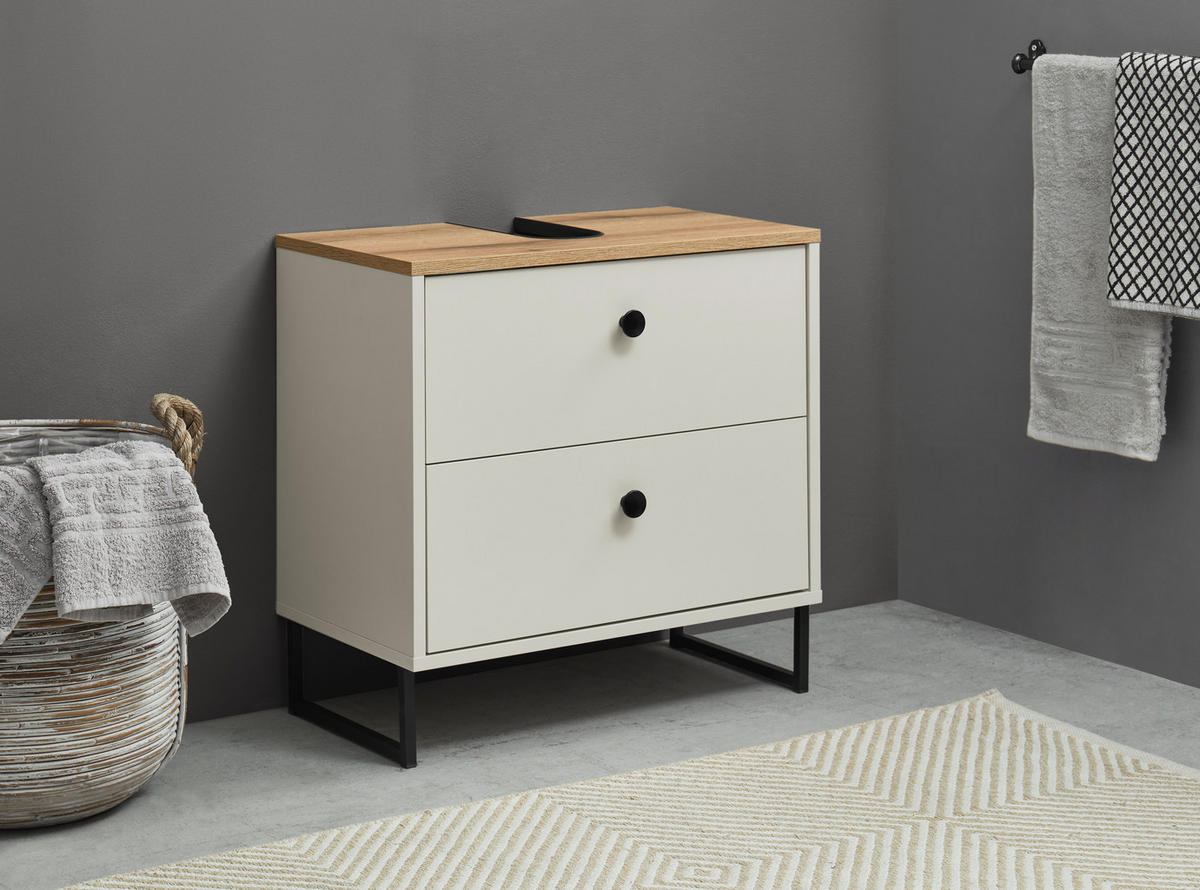 WASCHBECKENUNTERSCHRANK 60/60/35 cm  - Kaschmir/Eichefarben, MODERN, Holzwerkstoff/Kunststoff (60/60/35cm) - MID.YOU