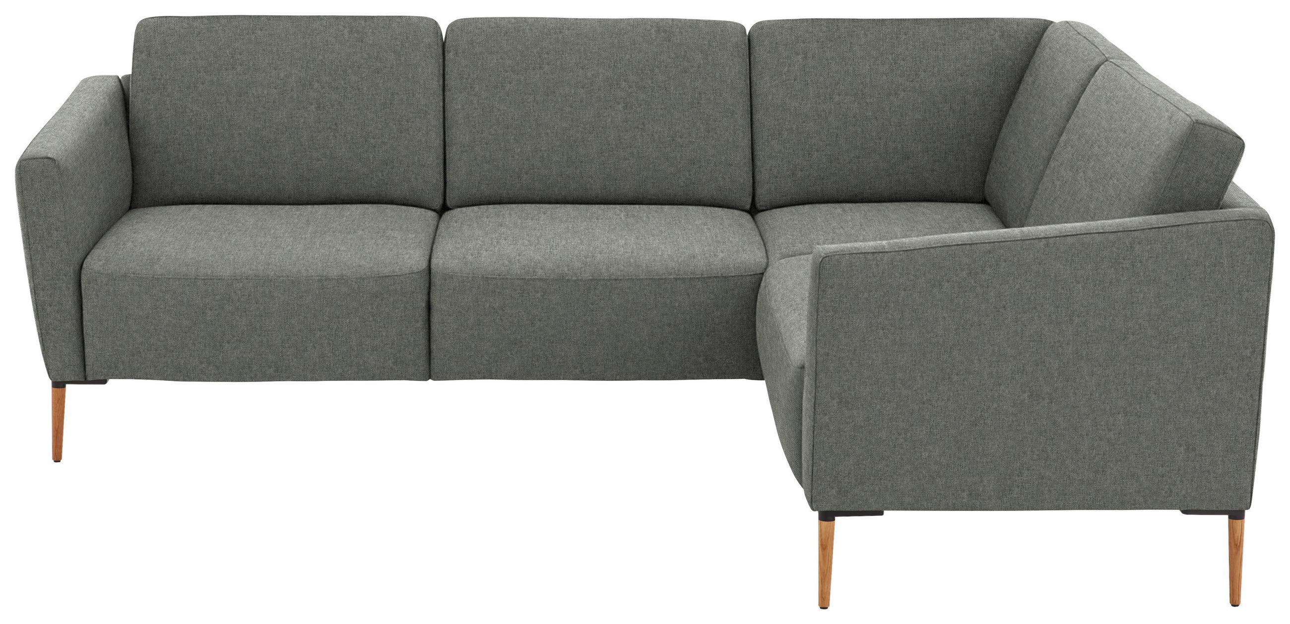 ECKSOFA Flachgewebe Graugrün  - Eichefarben/Graugrün, Design, Holz/Textil (238/186cm) - Valnatura