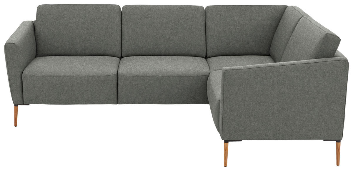 ECKSOFA Flachgewebe Graugrün  - Eichefarben/Graugrün, Design, Holz/Textil (238/186cm) - Valnatura