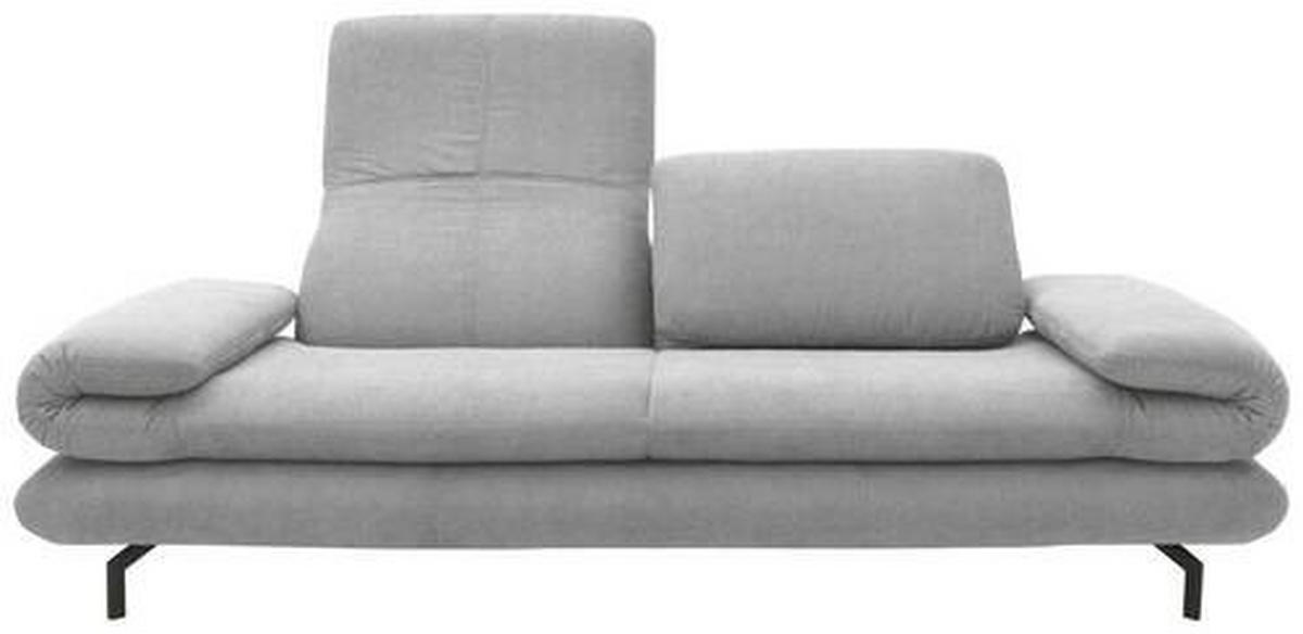 2,5-SITZER mit Funktionen in Webstoff Silberfarben  - Silberfarben/Schwarz, Design, Textil/Metall (224 (284)/83 (110)/98cm) - LOOKS by W.Joop