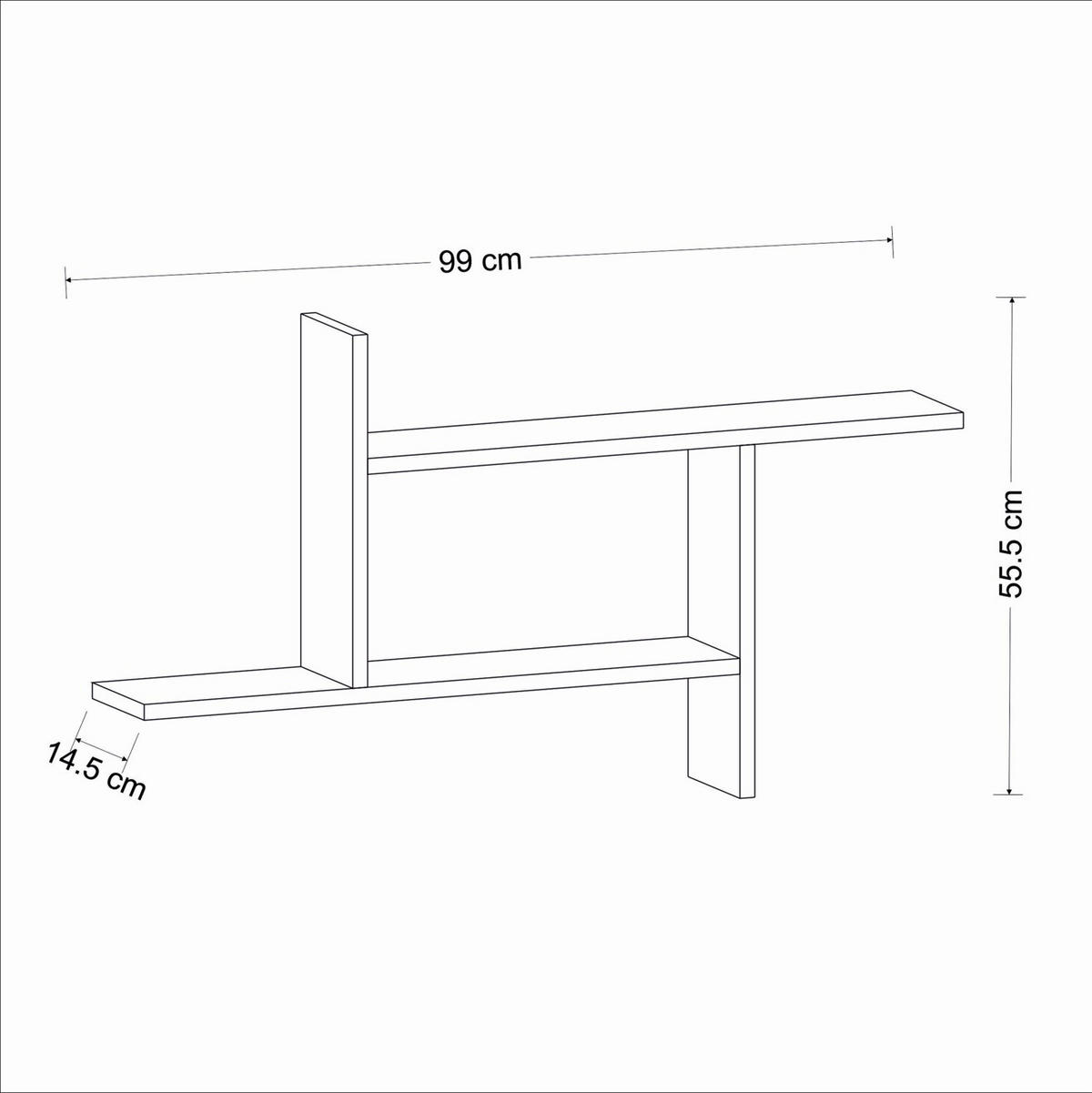 WANDREGAL 99/55,6/14,6 cm  - Anthrazit, Design, Holzwerkstoff (99/55,6/14,6cm) - MID.YOU