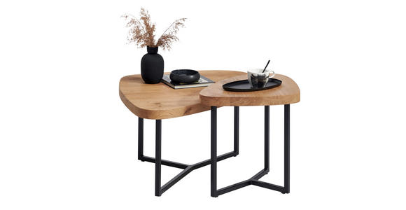 COUCHTISCH in Holz, Metall 48/45/45 cm - Eichefarben/Schwarz, Natur, Holz/Metall (48/45/45cm) - Novel