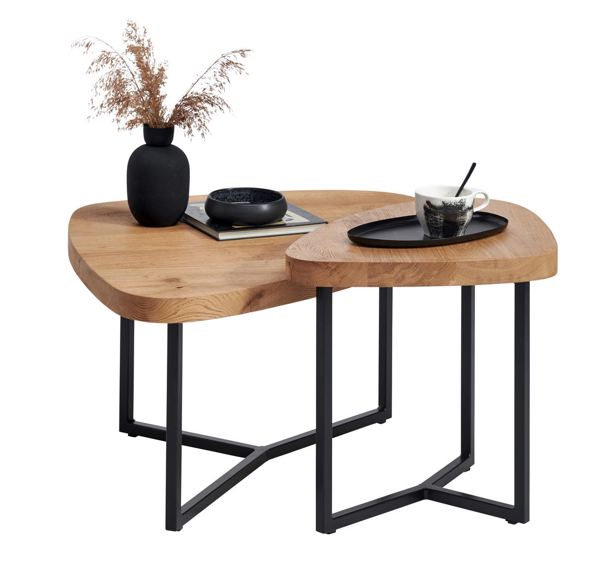 COUCHTISCH in Holz, Metall 48/45/45 cm  - Eichefarben/Schwarz, Natur, Holz/Metall (48/45/45cm) - Novel