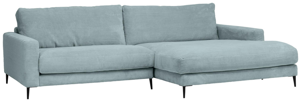 ECKSOFA in Cord Hellblau  - Schwarz/Hellblau, Design, Textil/Metall (272/190cm) - Lomoco