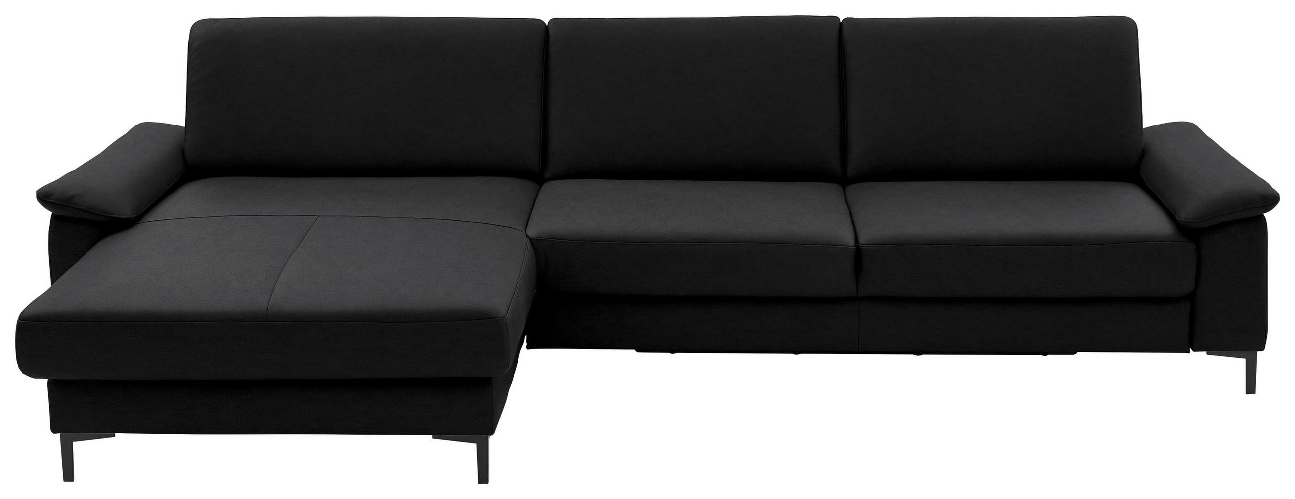 ECKSOFA in Echtleder Schwarz  - Schwarz, Design, Leder/Metall (176/334cm) - Dieter Knoll