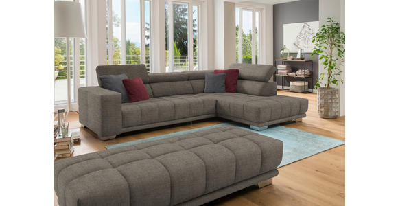 ECKSOFA in Chenille Hellbraun  - Chromfarben/Hellbraun, Design, Textil (301/207cm) - Xora