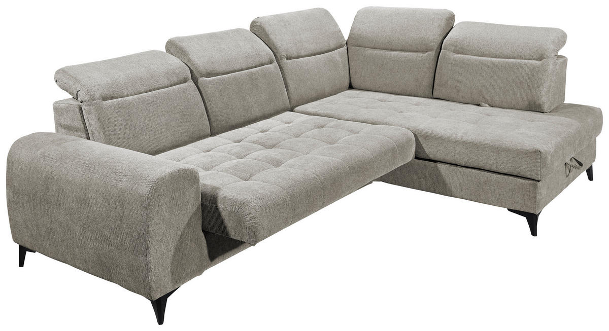 ECKSOFA in Webstoff Taupe  - Taupe/Schwarz, Konventionell, Kunststoff/Textil (282/200cm) - MID.YOU