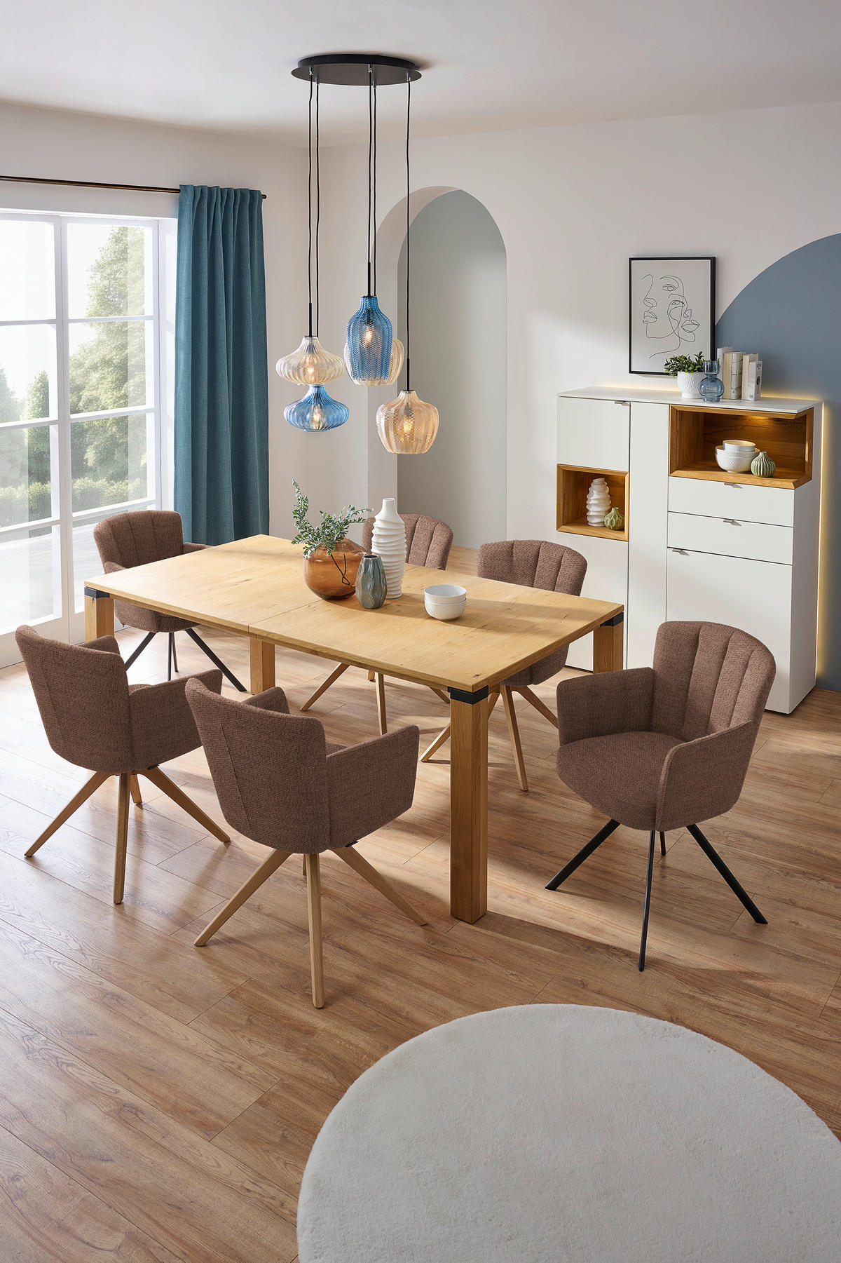 ARMLEHNSTUHL in Holz, Textil Altrosa, Wildeiche  - Wildeiche/Altrosa, Design, Holz/Textil (58/83/62cm) - Venjakob