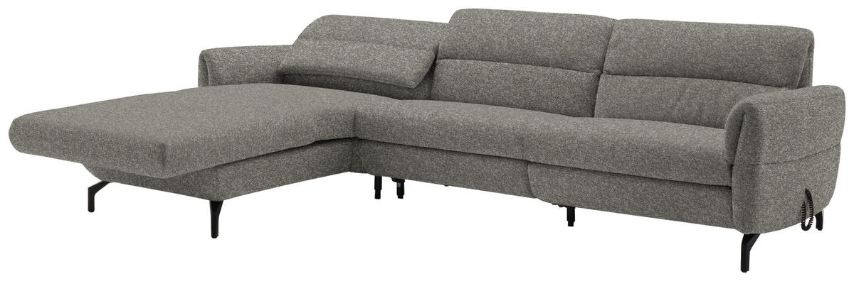 ECKSOFA in Chenille Greige  187/299 cm  - Greige/Schwarz, Design, Textil/Metall (187/299cm) - Schöner Wohnen