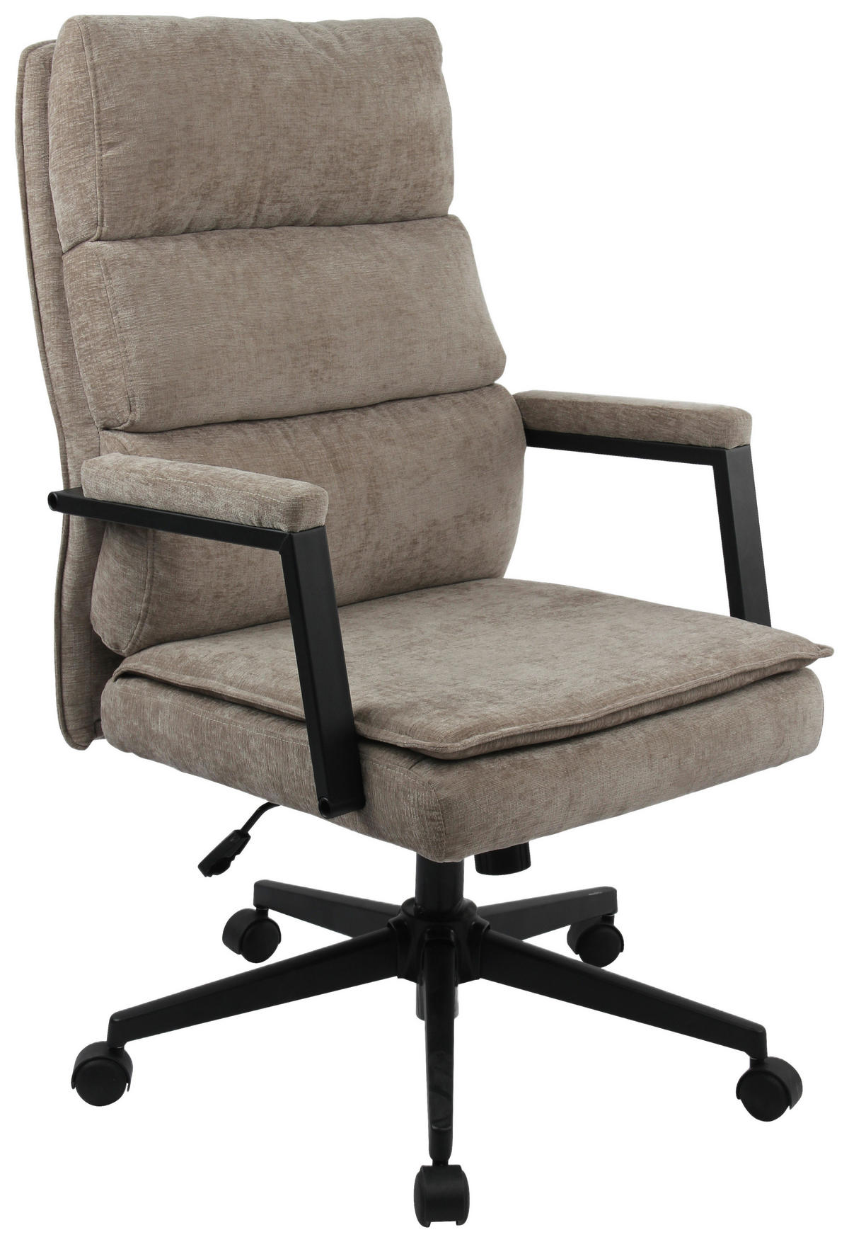 CHEFSESSEL Webstoff Beige  - Beige/Schwarz, MODERN, Kunststoff/Textil (58/110-120/62cm) - MID.YOU