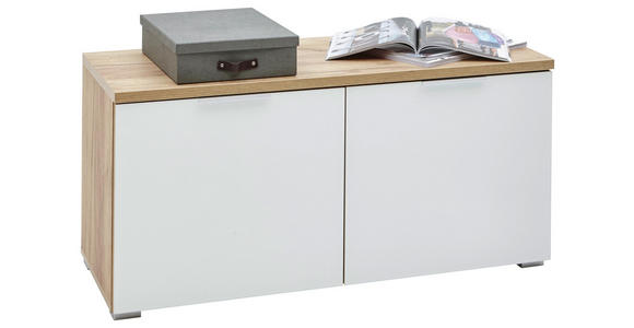 GARDEROBENBANK 97/47/40 cm - Eichefarben/Alufarben, Design, Glas/Holzwerkstoff (97/47/40cm) - Voleo