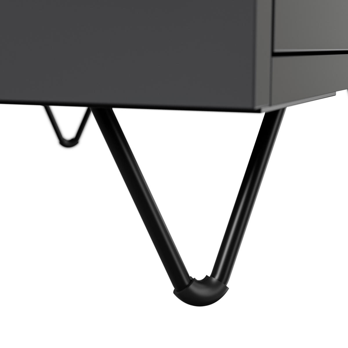 NACHTTISCH 51,2/65/42 cm  - Graphitfarben/Schwarz, Basics, Holzwerkstoff/Metall (51,2/65/42cm) - MID.YOU