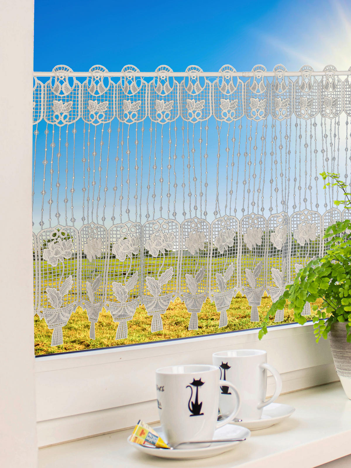 KURZGARDINE    143/58 cm  - Weiß, Basics, Textil (143/58cm)