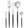 BESTECKSET 20-teilig Edelstahl  - Edelstahlfarben/Schwarz, Design, Metall - Novel