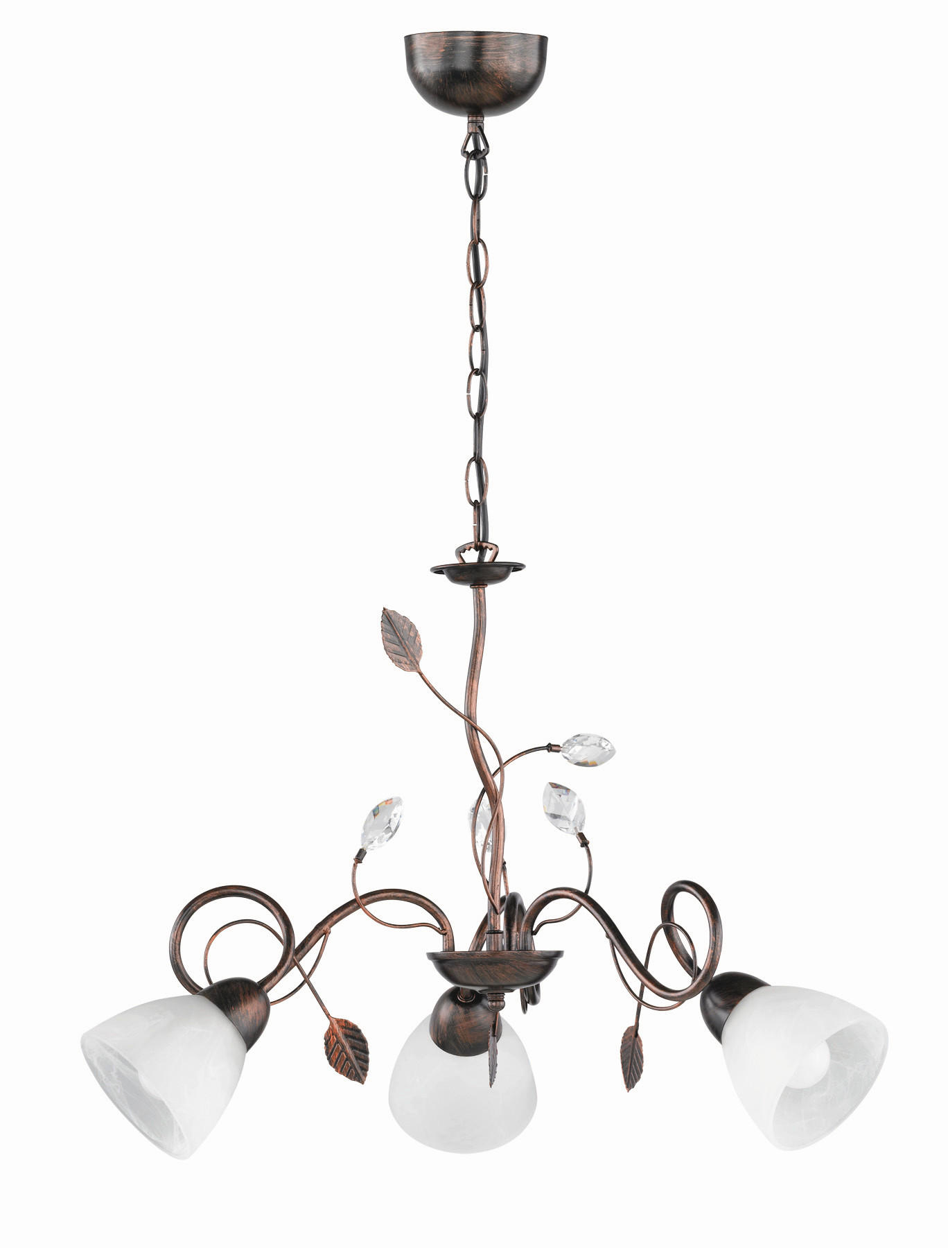 TAKKRONA TRADITIO 70/150 cm  - vit/brun, Romantik / Lanthus, metall/glas (70/150cm) - Trio Leuchten