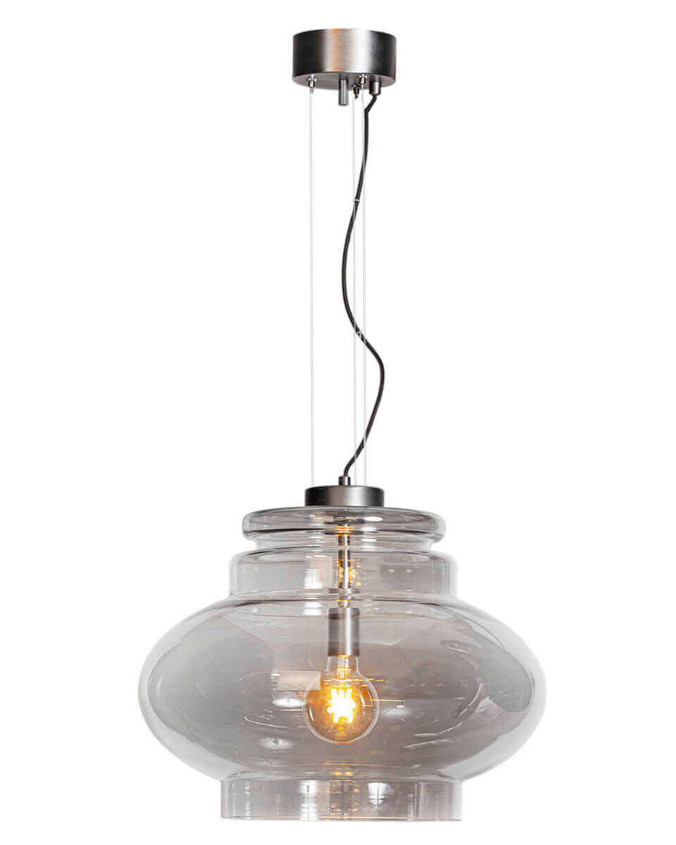 HÄNGELEUCHTE Dolores 50/150 cm  - Grau, KONVENTIONELL, Glas (50/150cm) - By Rydéns