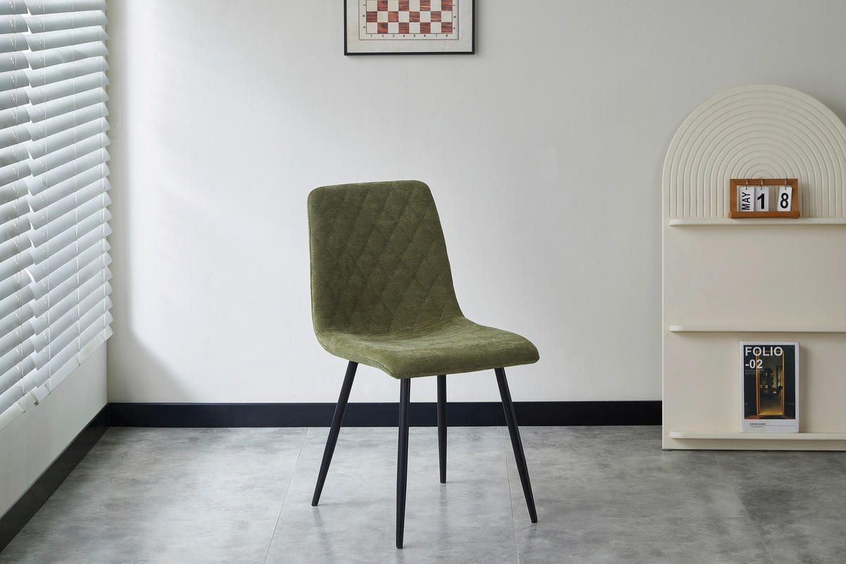 STUHL   Webstoff  - Schwarz/Olivgrün, Design, Textil/Metall (45/87/55cm) - Ti'me