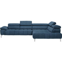 ECKSOFA in Chenille Blau  - Chromfarben/Blau, Design, Textil/Metall (323/222cm) - Beldomo Style