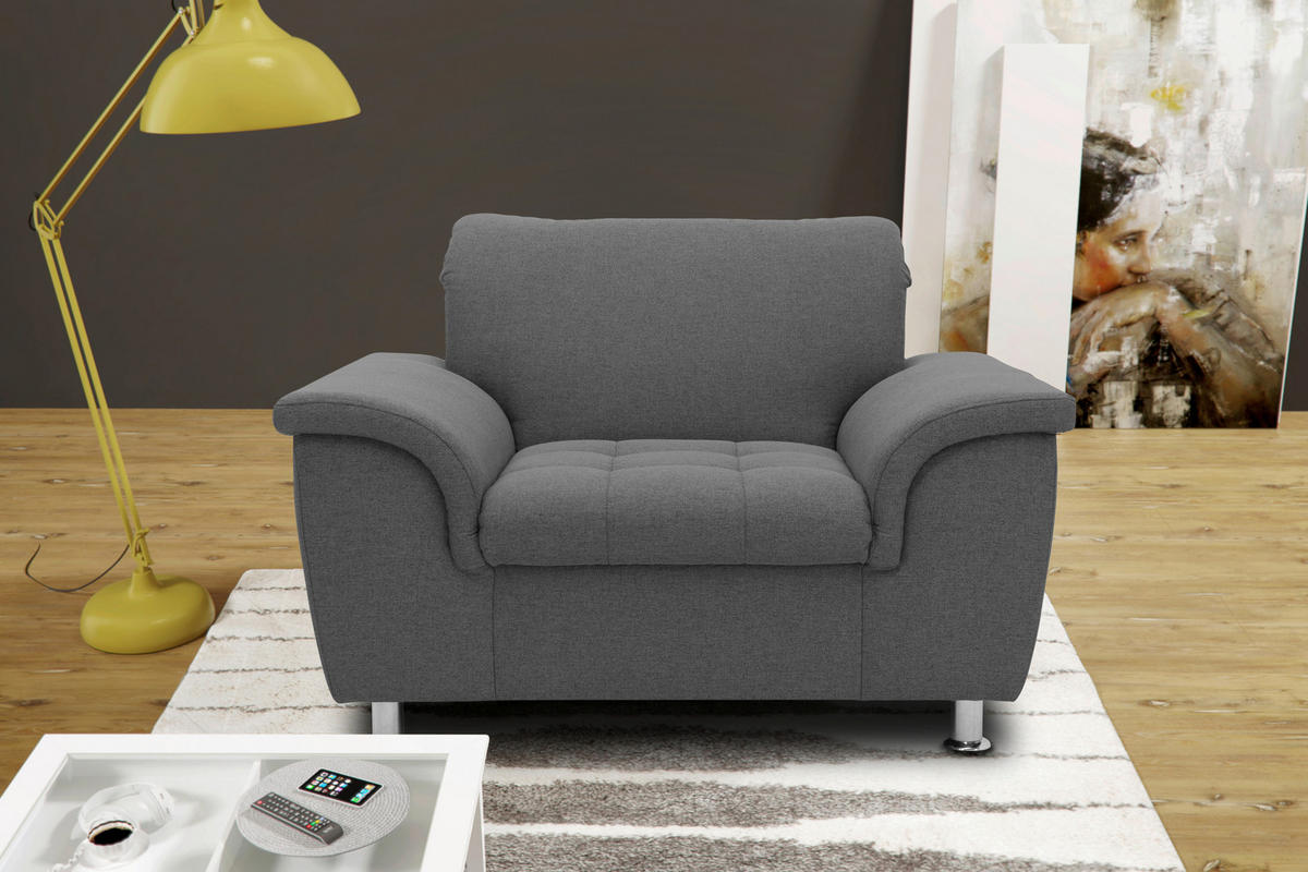 SESSEL Webstoff Grau    - Chromfarben/Grau, KONVENTIONELL, Textil/Metall (120/81/105cm) - MID.YOU