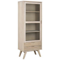 VITRINEfurniert, massiv Weiss, Eichefarben  - Weiss/Eichefarben, Design, Glas/Holzwerkstoff (72/190/42cm) - MID.YOU