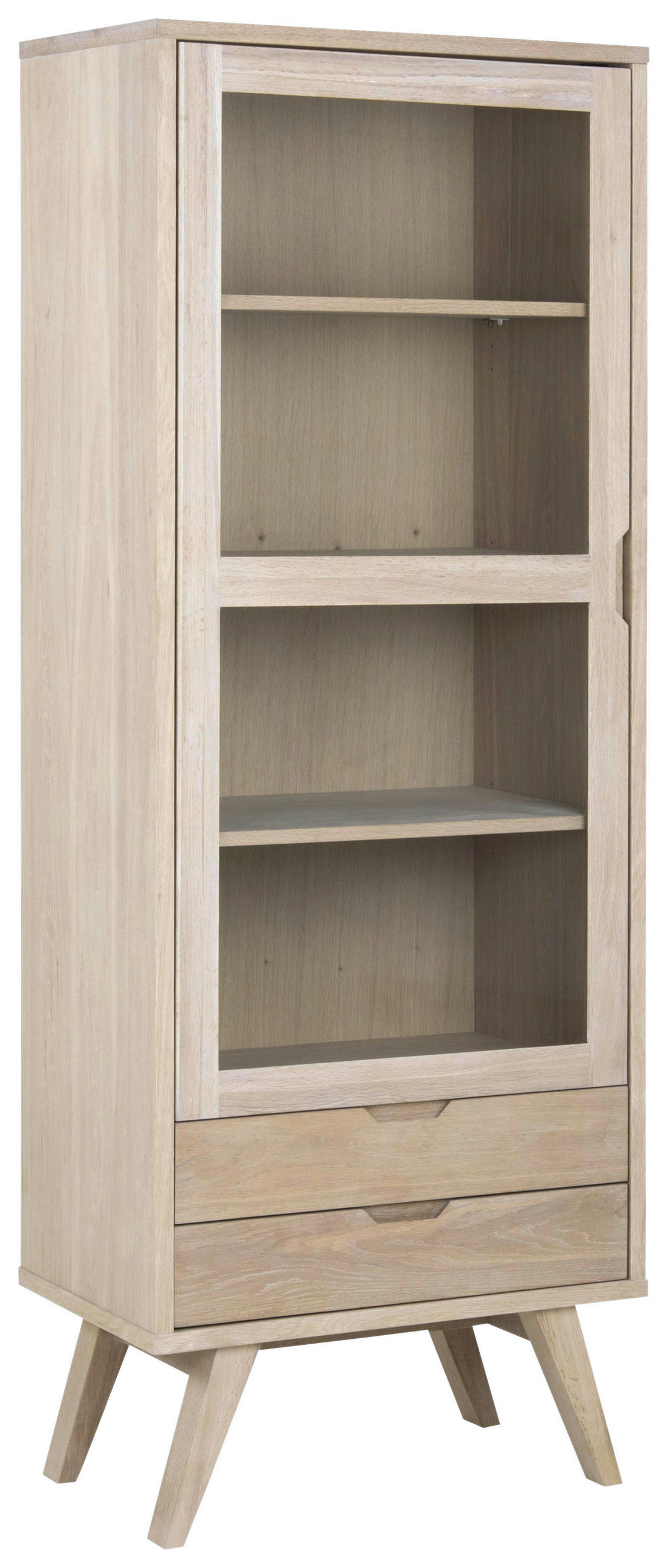 VITRINEfurniert, massiv Weiss, Eichefarben  - Weiss/Eichefarben, Design, Glas/Holzwerkstoff (72/190/42cm) - MID.YOU