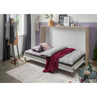 ZIDNI KREVET 90/200 cm   - bijela/boje hrasta, Konvencionalno, drvni materijal/metal (90/200cm) - MID.YOU