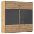 SCHWEBETÜRENSCHRANK 226/223/68 cm 2-türig Schwarz, Eiche Artisan  - Eichefarben/Schwarz, Design, Glas/Holzwerkstoff (226/223/68cm) - Xora
