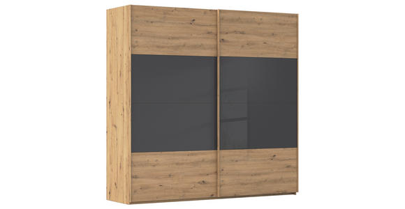 SCHWEBETÜRENSCHRANK 226/223/68 cm 2-türig Schwarz, Eiche Artisan  - Eichefarben/Schwarz, Design, Glas/Holzwerkstoff (226/223/68cm) - Xora