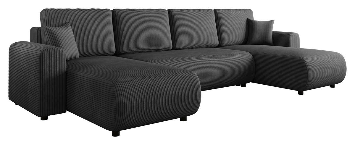 WOHNLANDSCHAFT Anthrazit Cord  - Anthrazit/Schwarz, KONVENTIONELL, Textil (152/318/152cm) - Xora