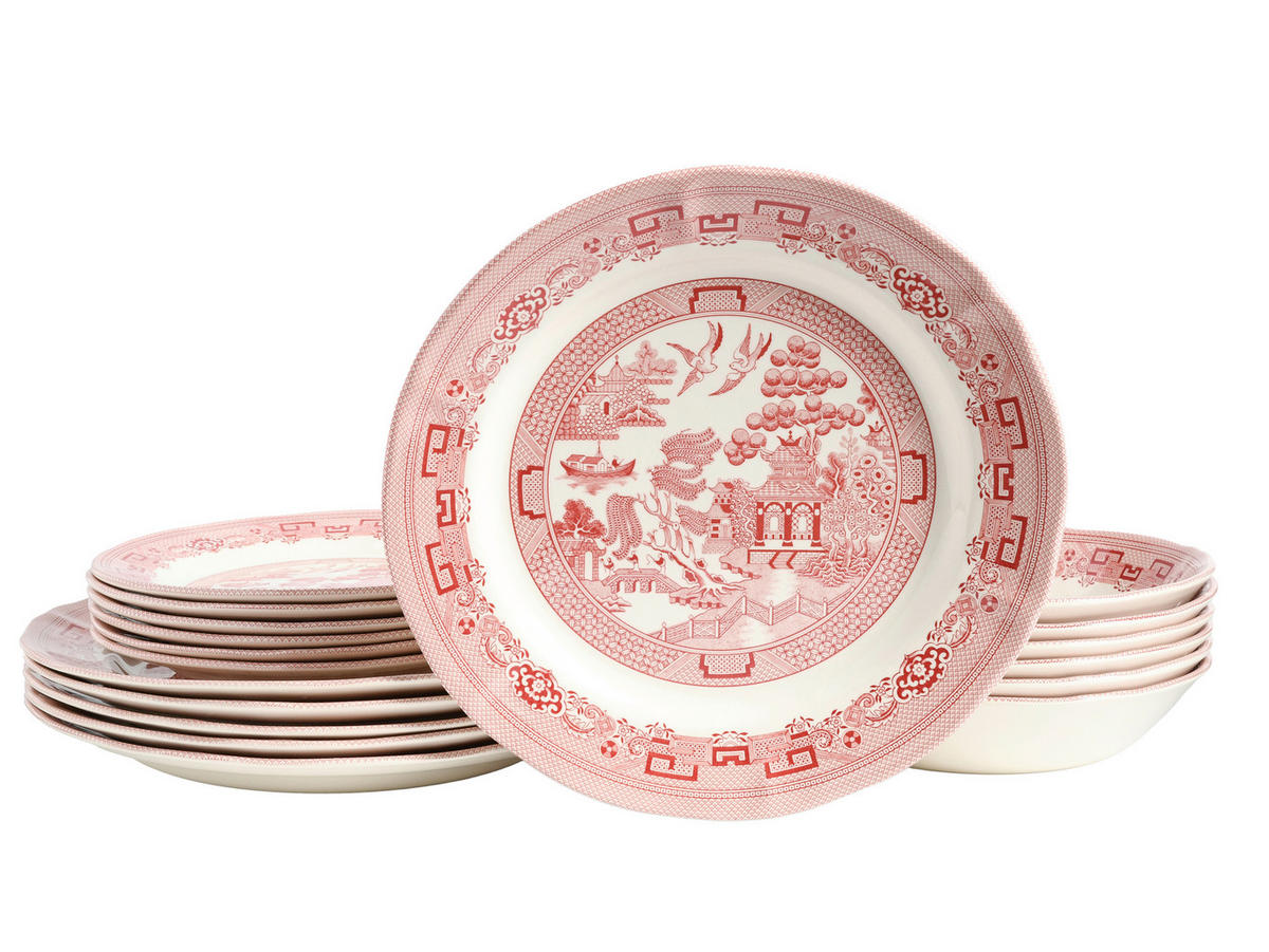 TAFELSERVICE Rot, Weiß China Town 18-teilig  - Rot/Weiß, Basics, Keramik - Creatable